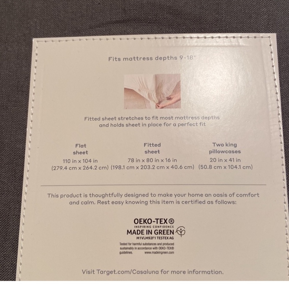 Casaluna 4pc California King 100% Linen Sheet Set Dark Gray - BRAND NEW - Picture 8 of 8
